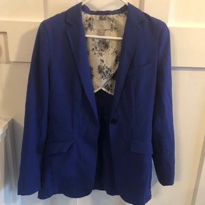 Blue blazer with adjustable waist detail